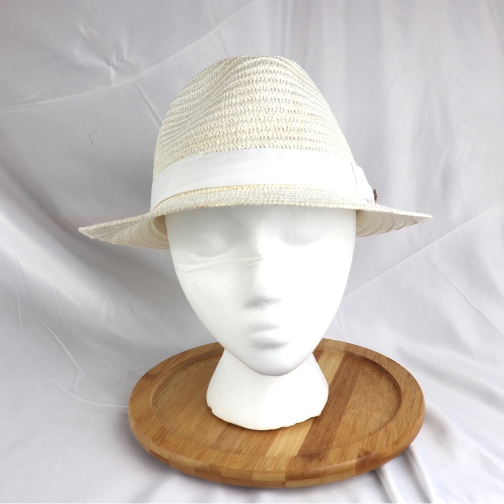 Stacy Adams Pinch Straw Fedora Summer Hat for Men Cream White, Medium